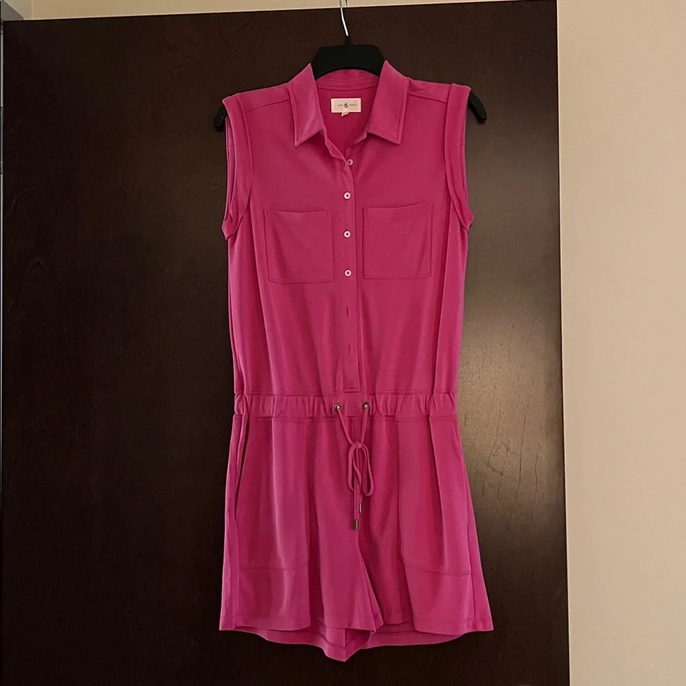 Lou & Grey Size XS Pink Collared Romper - Picture 1 of 8